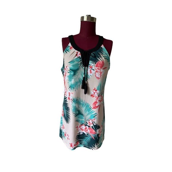 White House Black Market Tops - WHBM Racerback Palm Leaf & Flowers Tropical long top